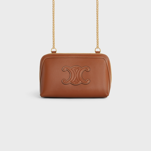 CLUTCH ON CHAIN CUIR TRIOMPHE IN SMOOTH CALFSKIN TAN - Image 1